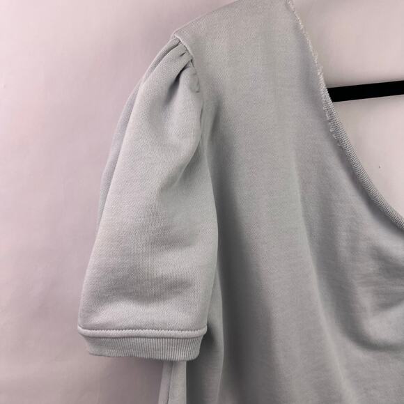 CAMI NYC Beck Top, Glacier Blue, 100% Cotton, One Shoulder Puff Sleeve - Picture 3 of 10